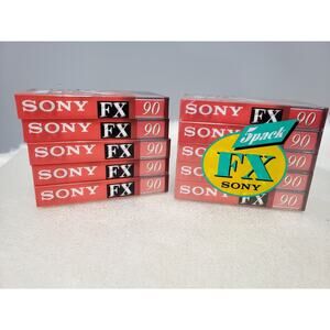 Lot 10 SONY FX 90 Minute Cassette Tapes New Sealed IEC I/Type 1‎ NORMAL